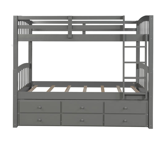 Lucky Twin Bunk Bed with Trundle & Storage - Gray