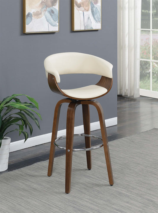 Bonnie Mid Century Modern White & Walnut Bar Stool