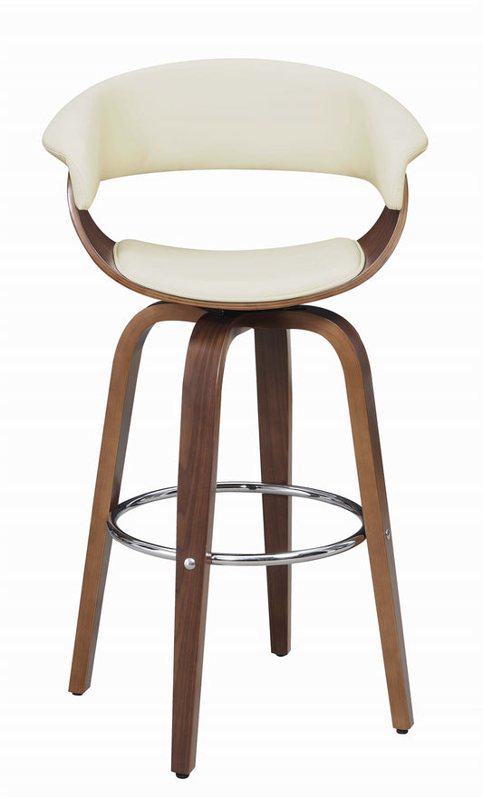 Bonnie Mid Century Modern White & Walnut Bar Stool