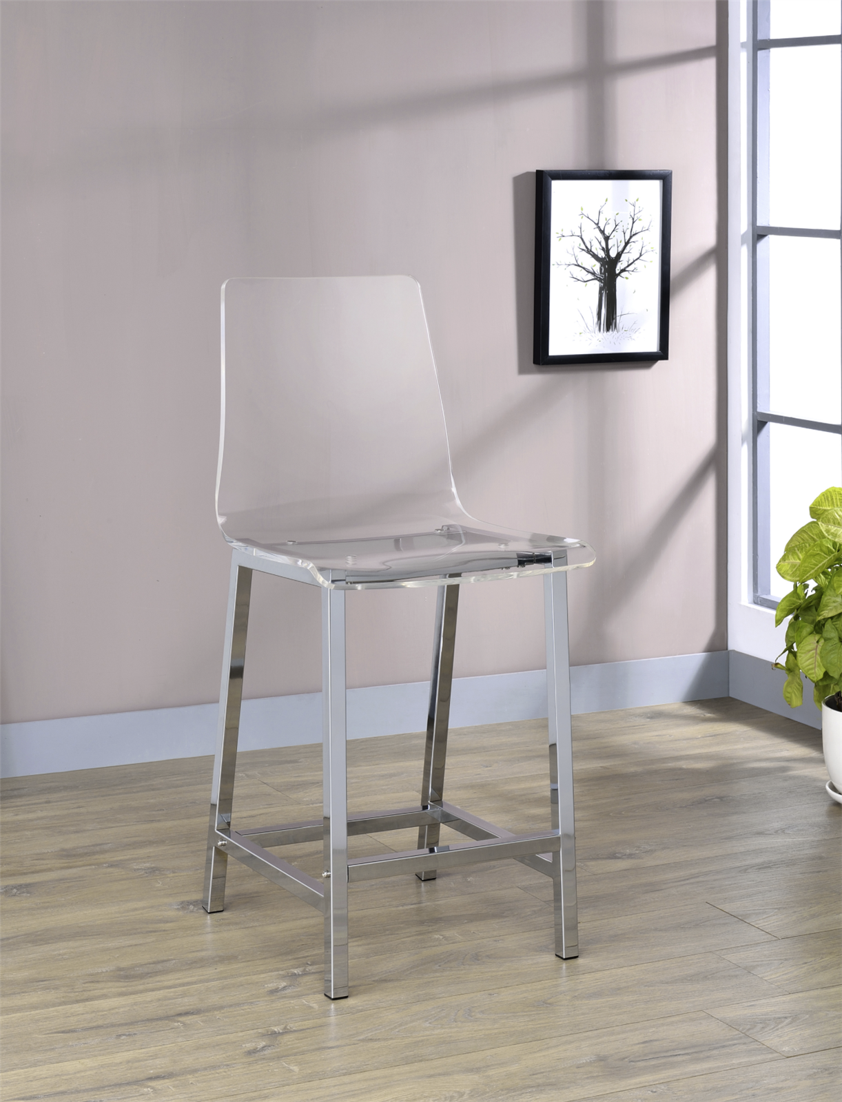 Xavier Clear Acrylic Counter Height Chair Set of 2