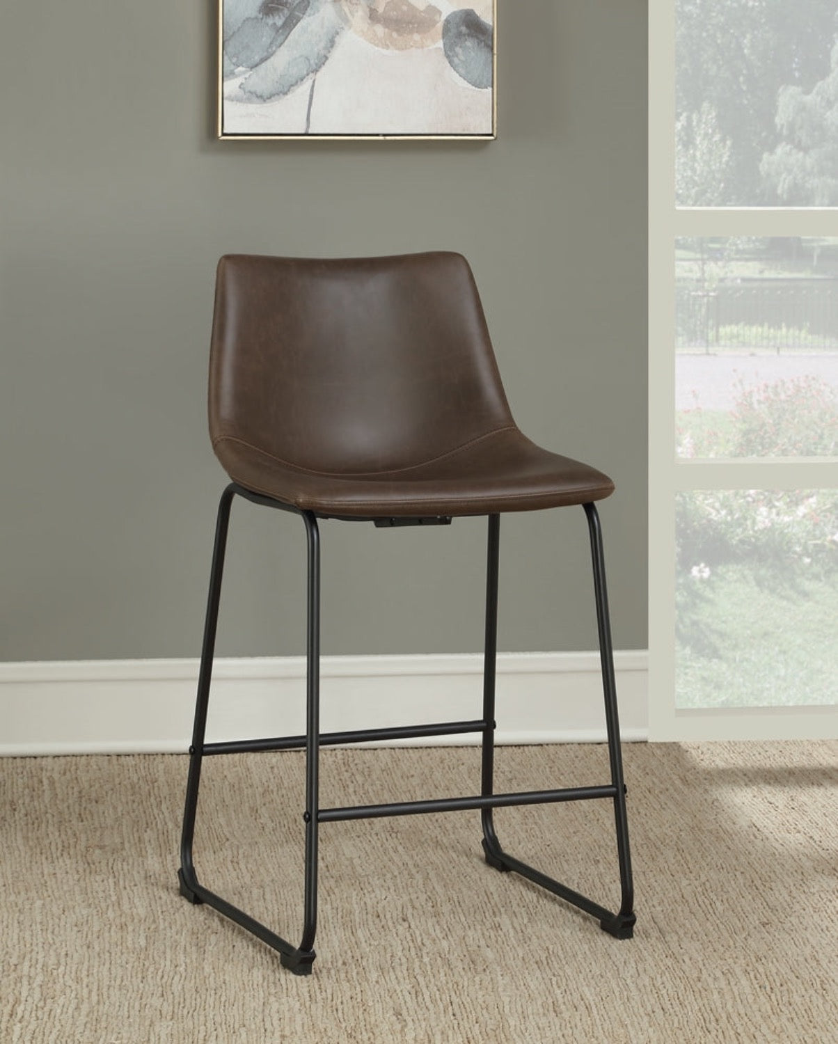 Armless Counter Height Stools Two-Tone Brown And Black Set Of 2