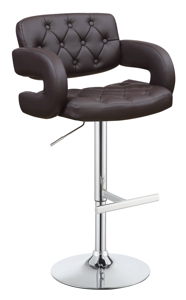 29" Adjustable Height Bar Stool in Tufted Leatherette with Chrome Base