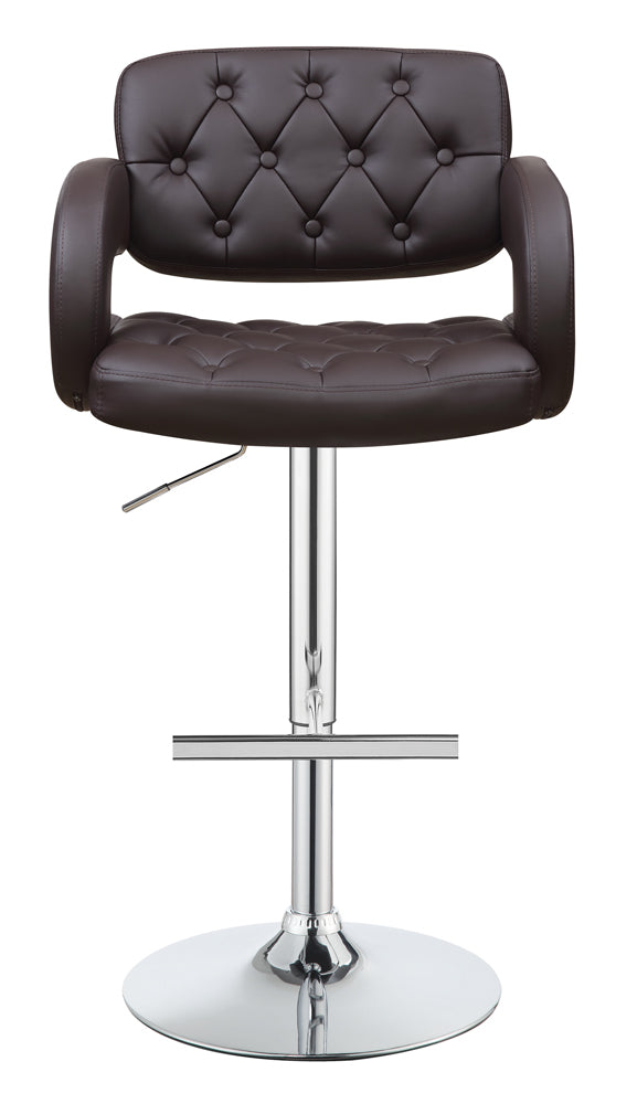 29" Adjustable Height Bar Stool in Tufted Leatherette with Chrome Base