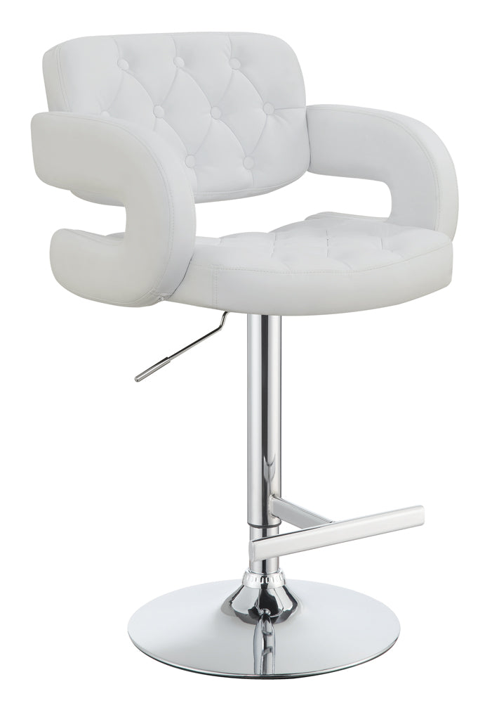 29" Adjustable Height Bar Stool in Tufted Leatherette with Chrome Base