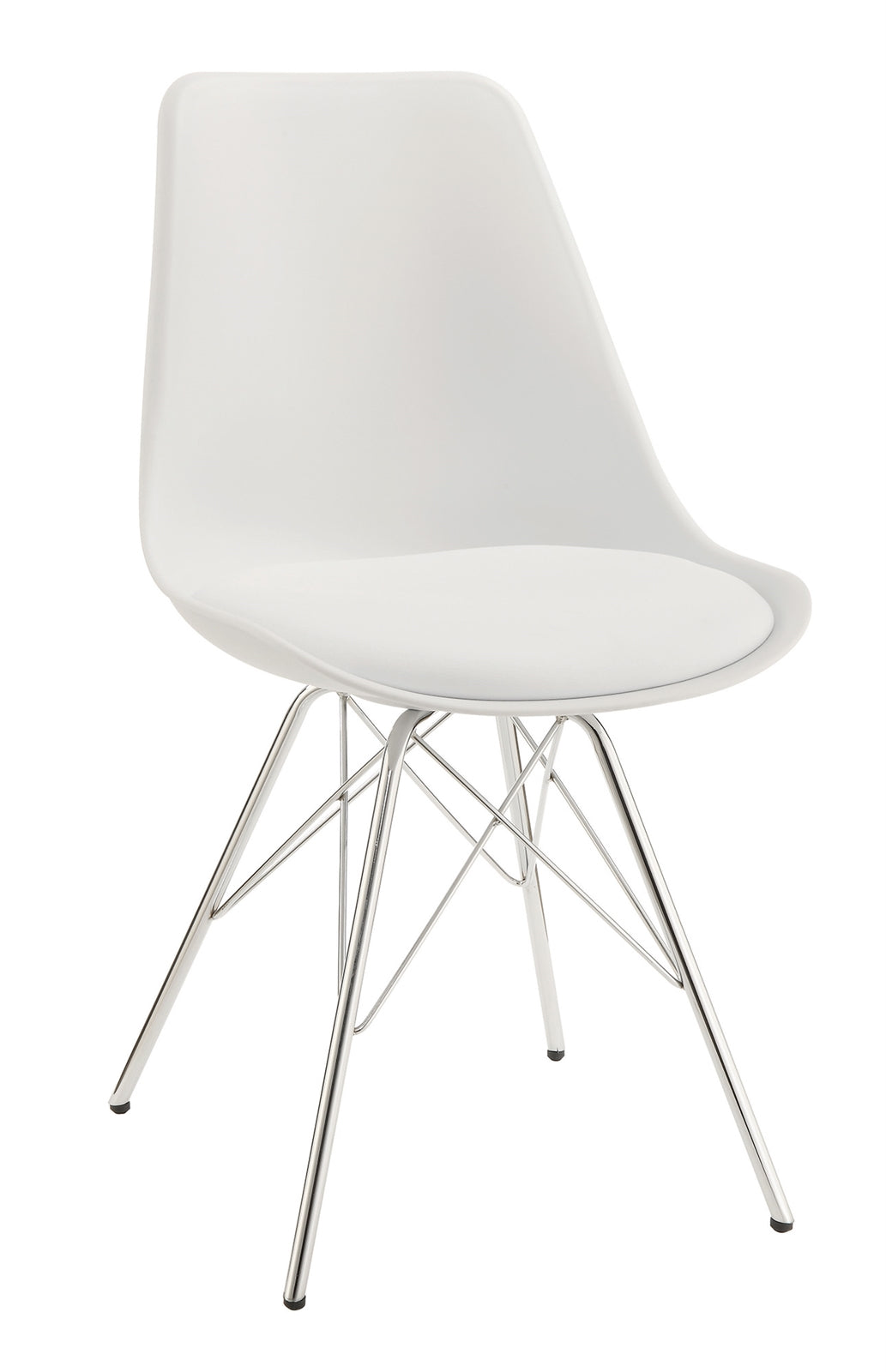 Galen Modern White & Chrome Bucket Chairs Set of 2