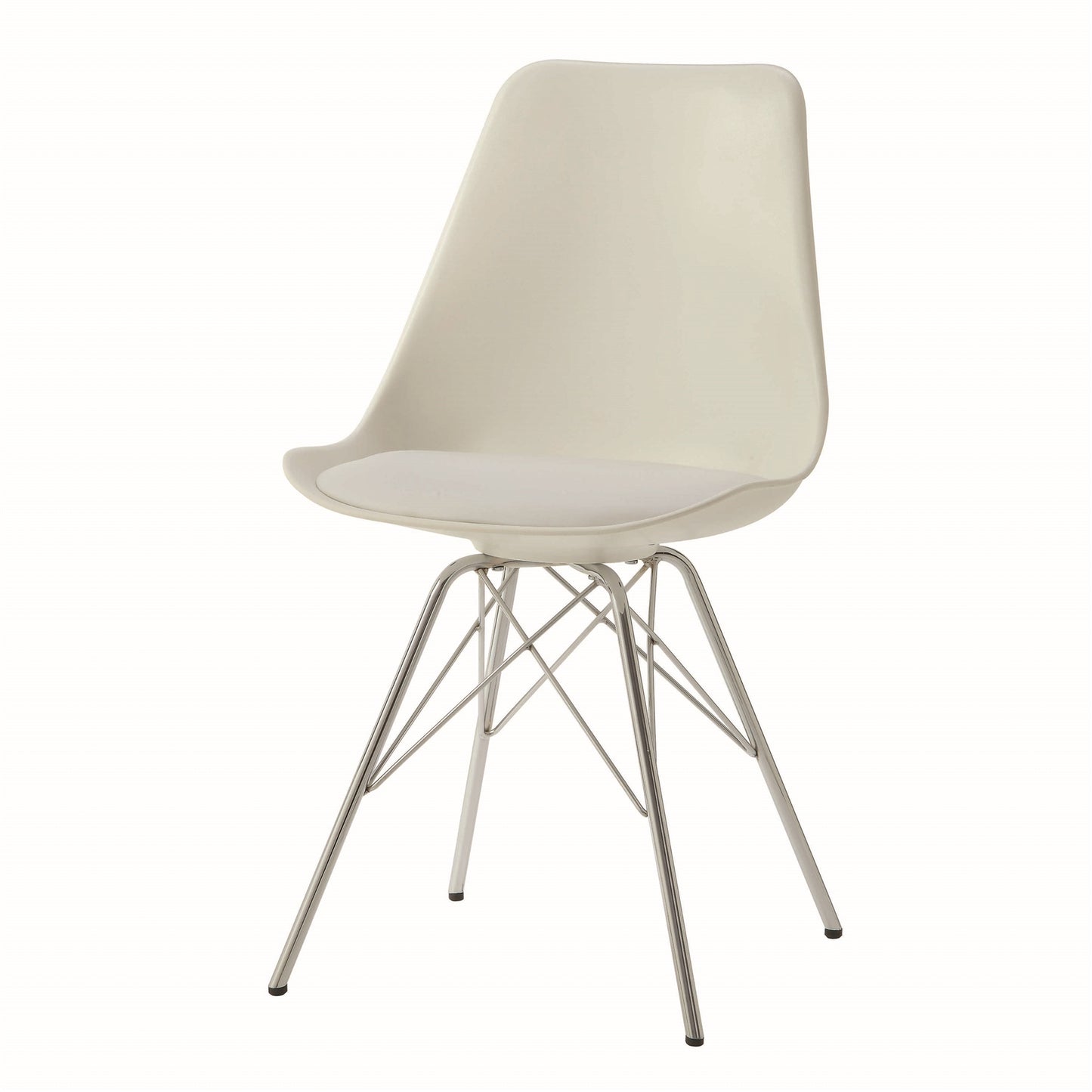 Galen Modern White & Chrome Bucket Chairs Set of 2