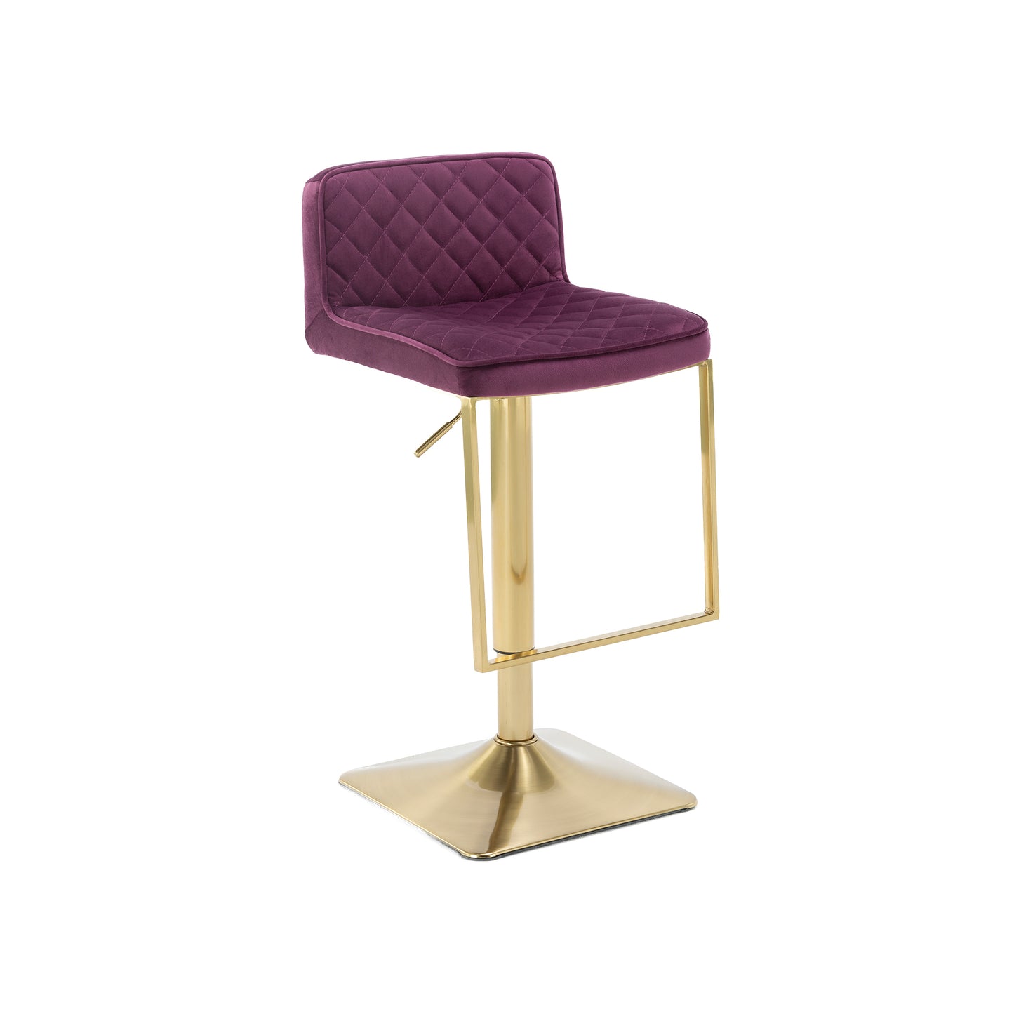 Modern Velvet Bar Stools with Footrest in Purple