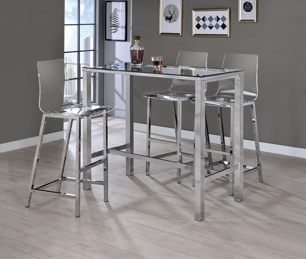 Xavier Modern 5-Piece Bar Set with Acrylic Chairs