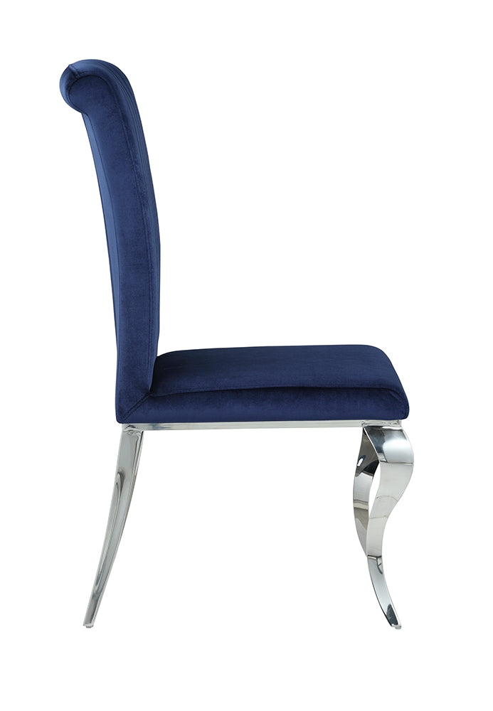 Carone Upholstered Side Chairs Ink Blue And Chrome Set Of 4