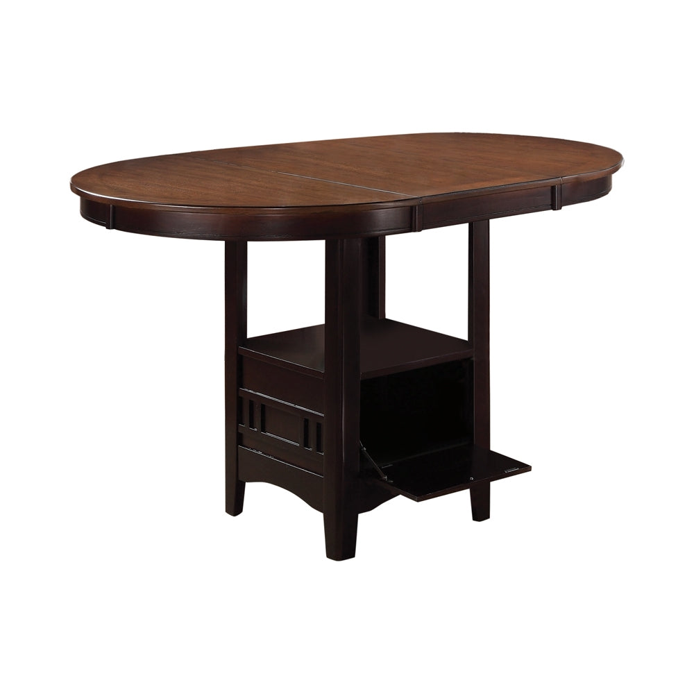 Lavon Oval Counter Height Dining Set Light Chestnut And Espresso