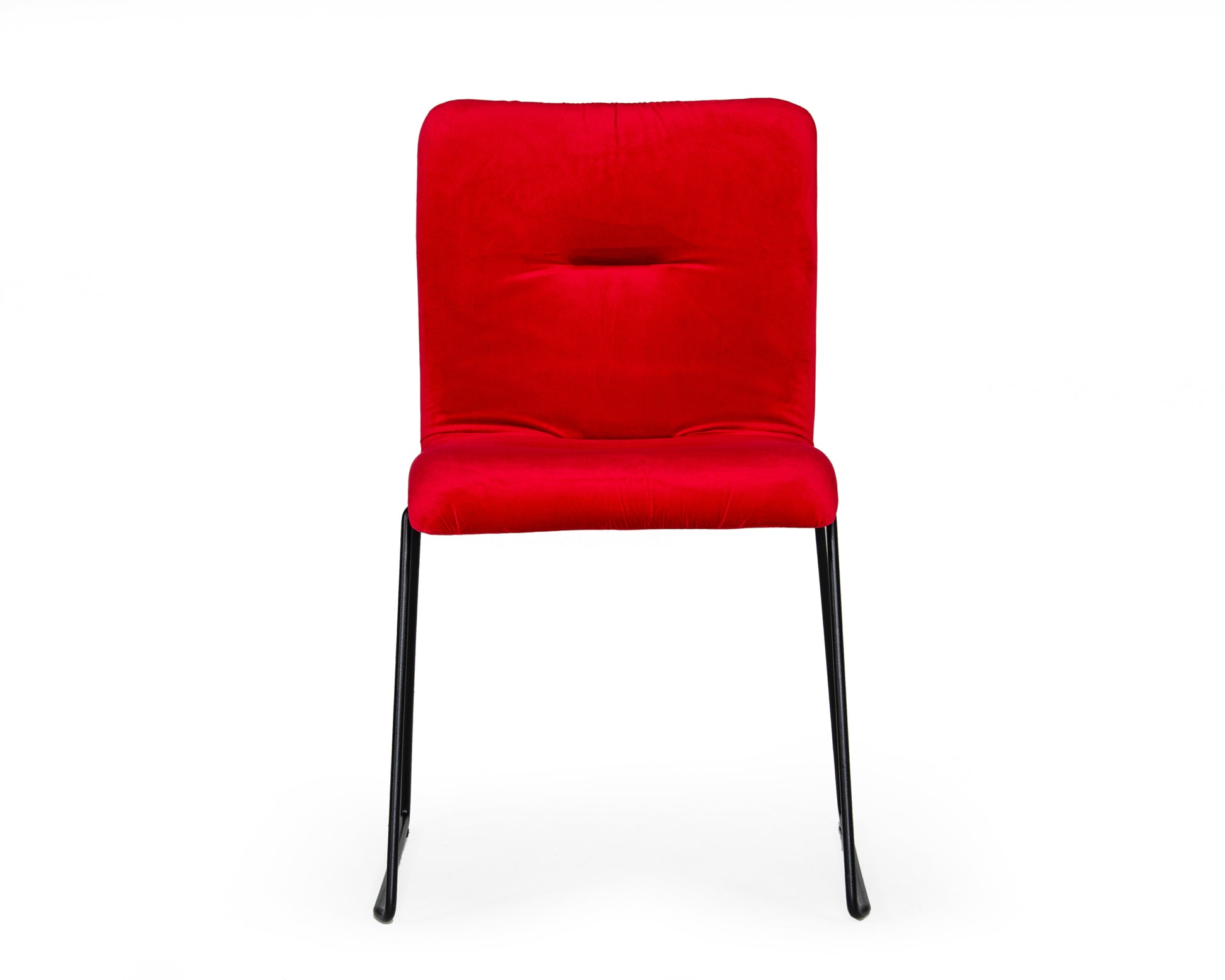 Modrest Yannis Modern Red Fabric Dining Chair Set of 2