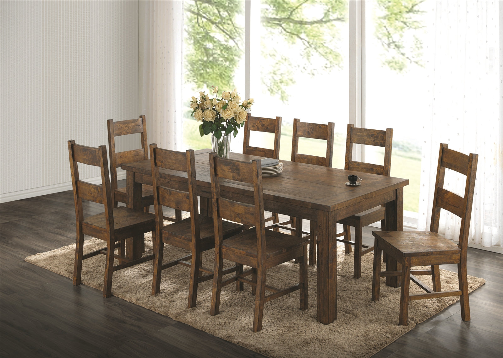 Coleman 7-Piece Dining Set Rustic Golden Brown