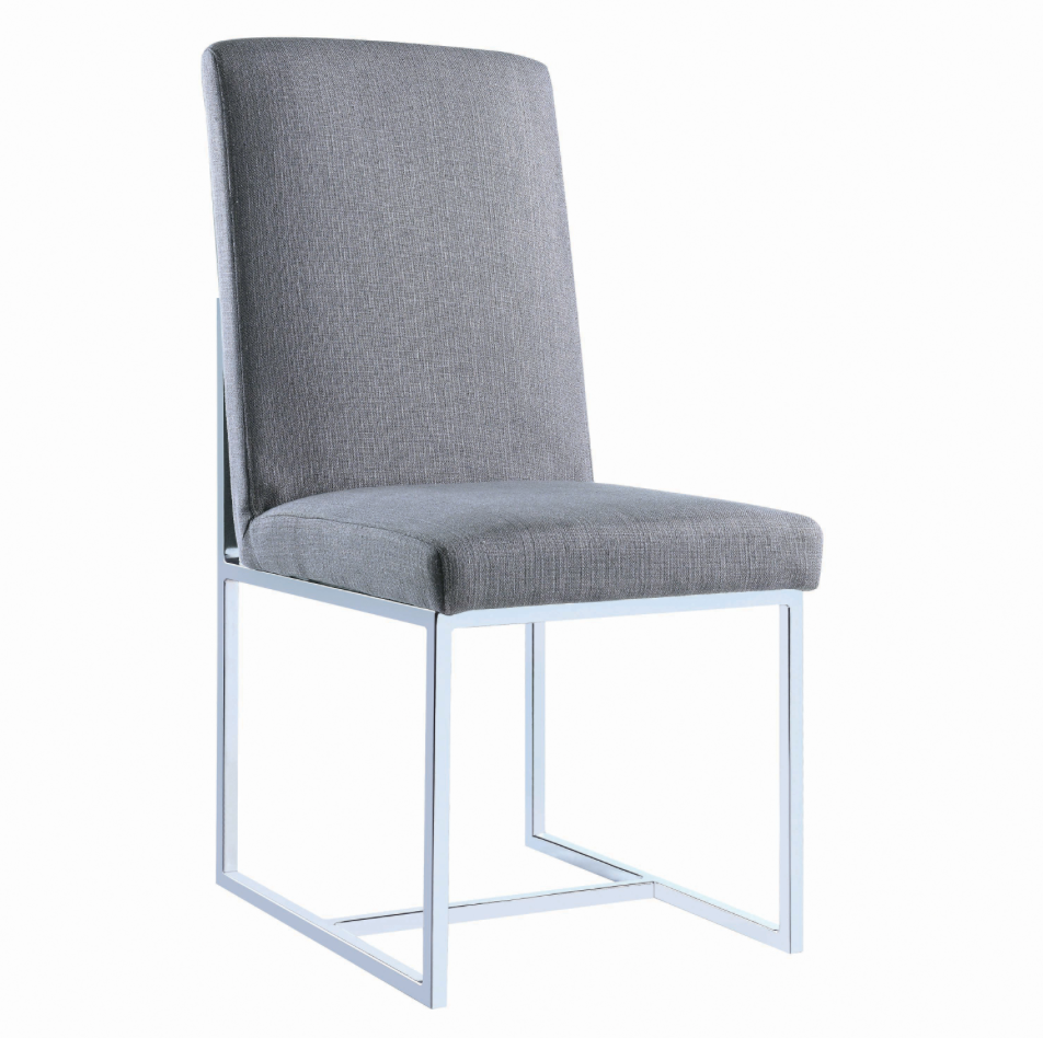 Mackinnon Upholstered Side Chairs Grey And Chrome Set Of 2