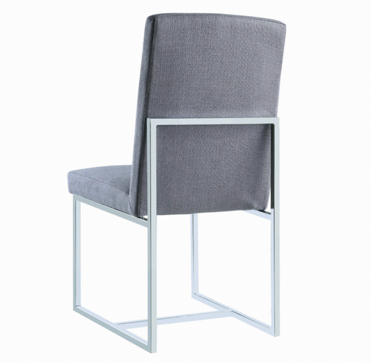 Mackinnon Upholstered Side Chairs Grey And Chrome Set Of 2