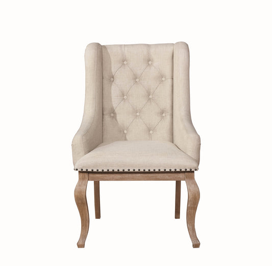 Brockway Cove Traditional Cream Upholstered Arm Chair Set of 2