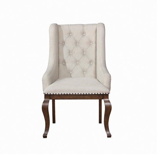 Glen Cove Traditional Cream Upholstered Arm Chair Set of 2