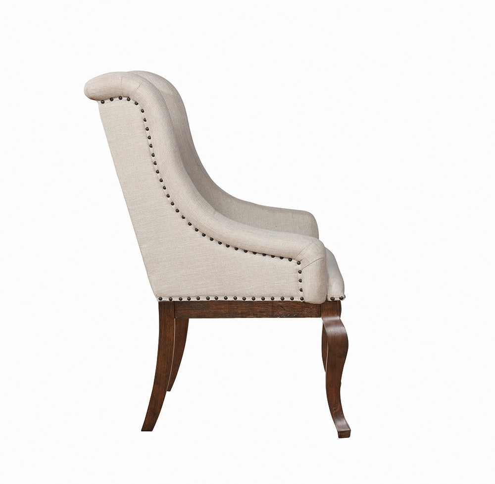 Glen Cove Traditional Cream Upholstered Arm Chair Set of 2