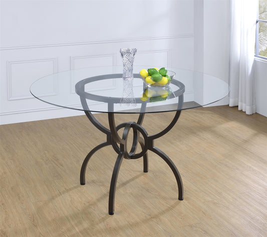 Arion Gunmetal Finished Round Glass Top Dining Table