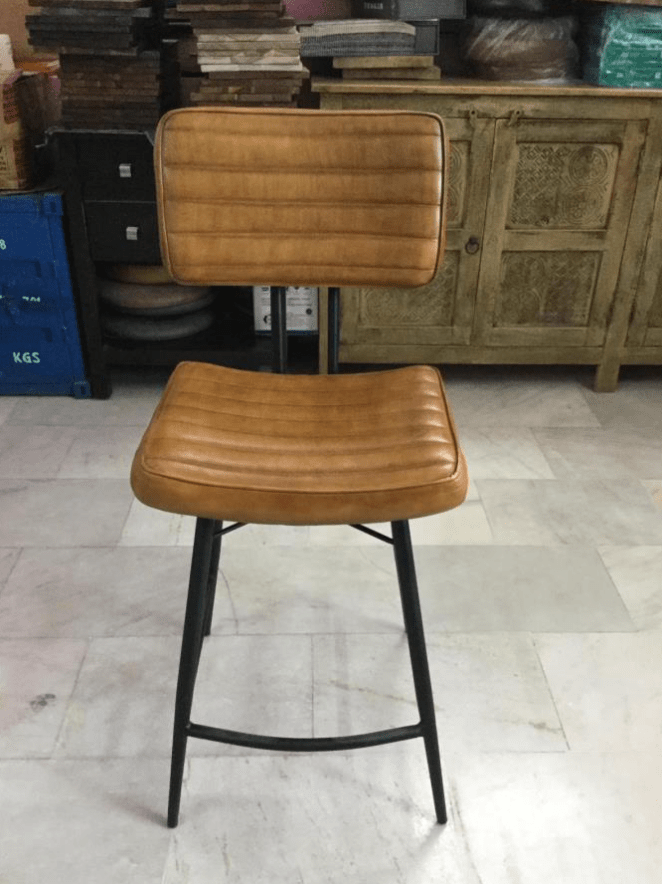 Partridge Leather Counter Height Stool in Camel - Set of 2 Chairs