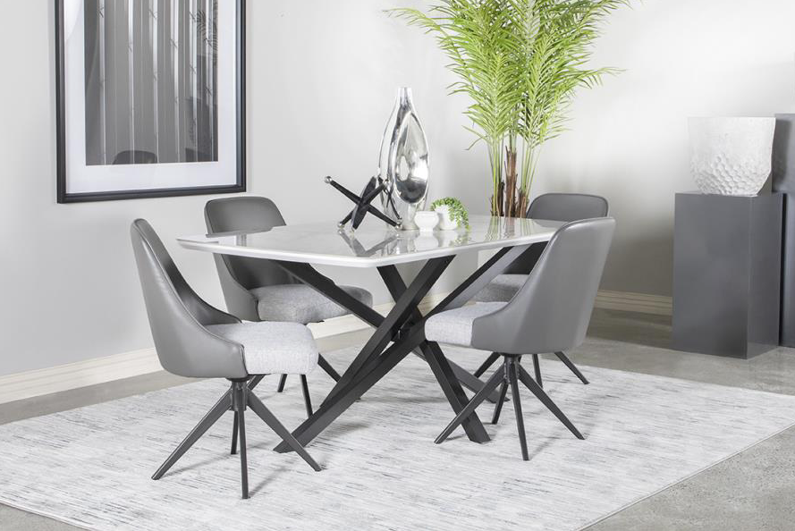 Paulita Modern Dining Set in White & Black - Coaster Fine Furniture