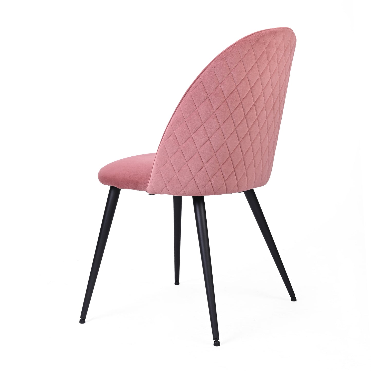 Pink Velvet Dining Chair with Black Metal Legs - Set of 2 Chairs