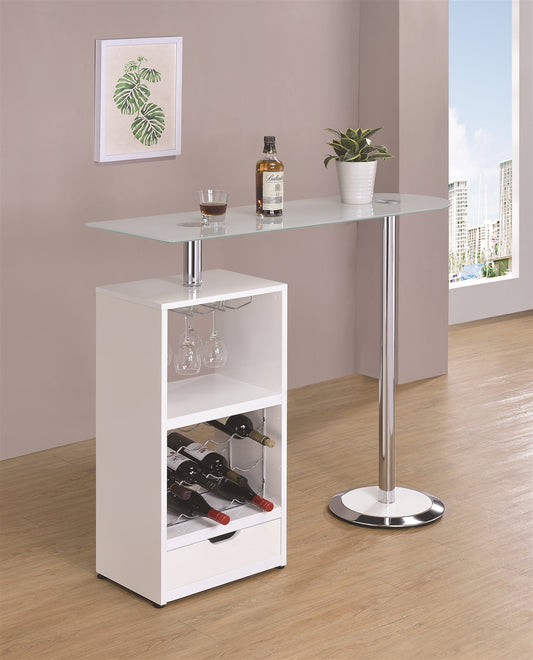 Marla Contemporary White Lacquer & Chrome Bar Unit