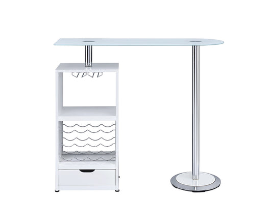 Marla Contemporary White Lacquer & Chrome Bar Unit