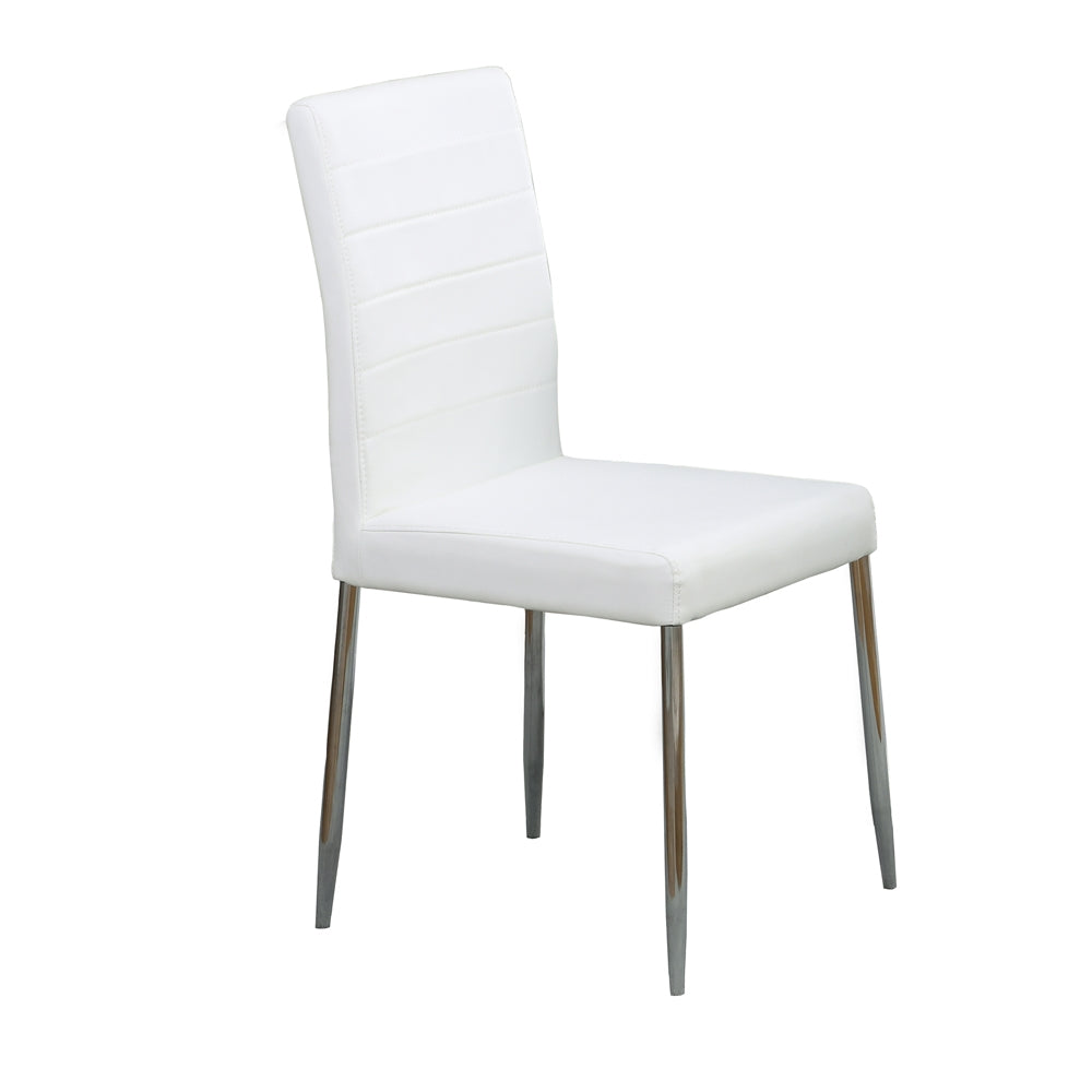 Bonsal Modern White Dining Chair w- Chrome Leg Set of 4