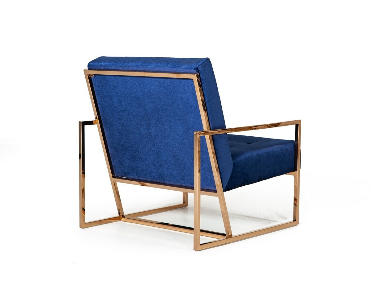 Modrest Samara Modern Blue & Gold Accent Chair