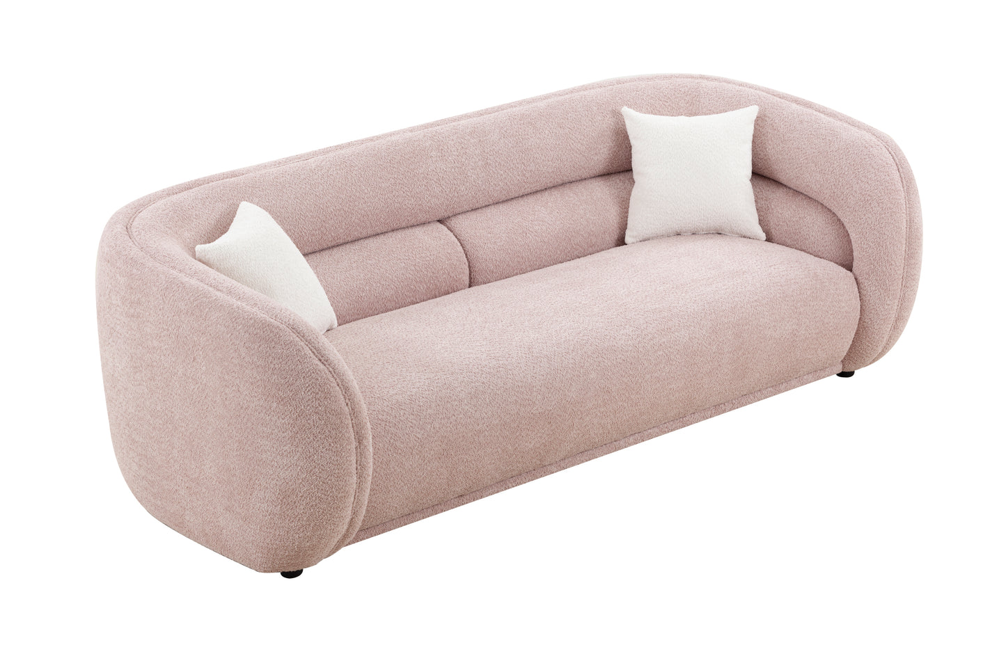 90.6'' Mid Century Modern Curved Sofa - Pink