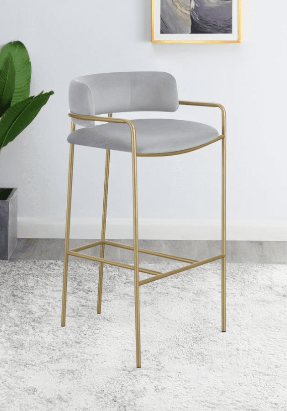 Amsher Modern Bar Stool in Gray & Gold