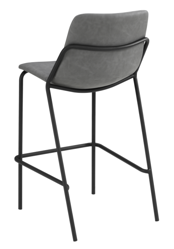Solid Back Upholstered Counter Height Stools Grey And Black Set Of 2