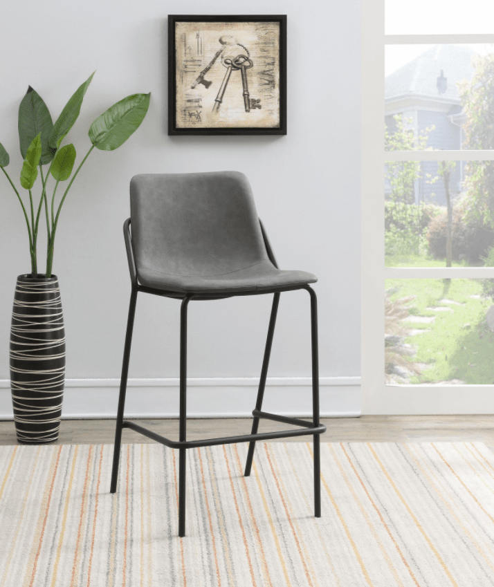 Solid Back Upholstered Bar Stools Grey And Black Set Of 2