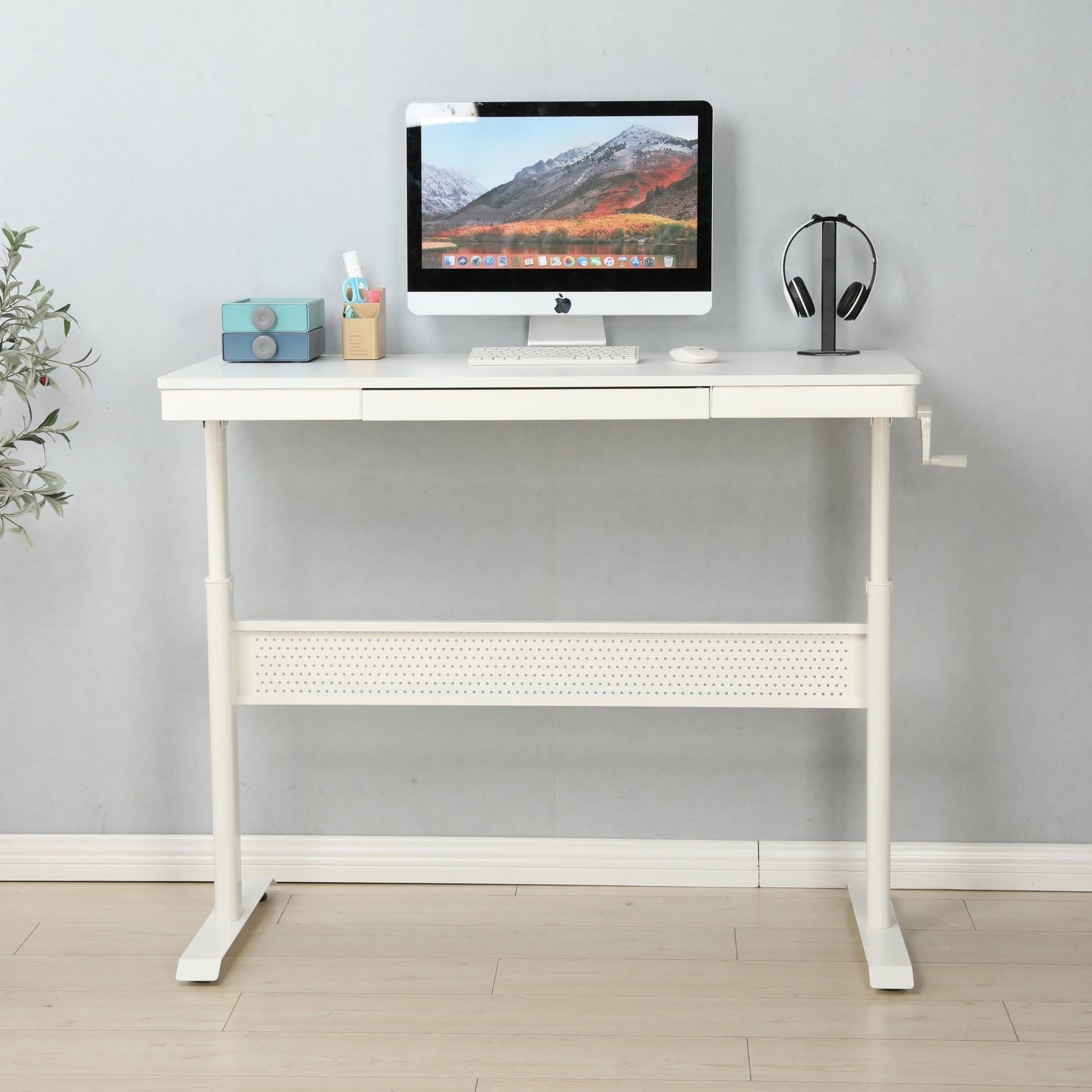 Hayward Adjustable Height Standing Desk - White