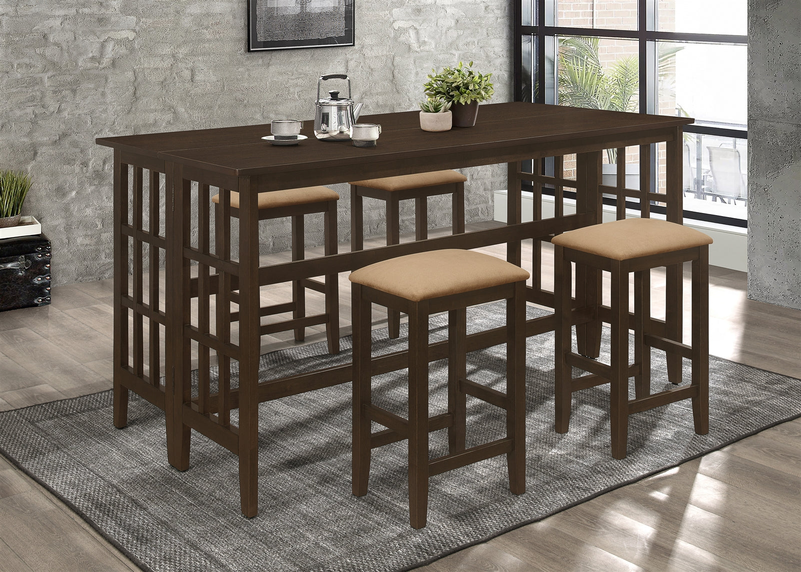 Carmina Transitional Style Counter Height Dining Set