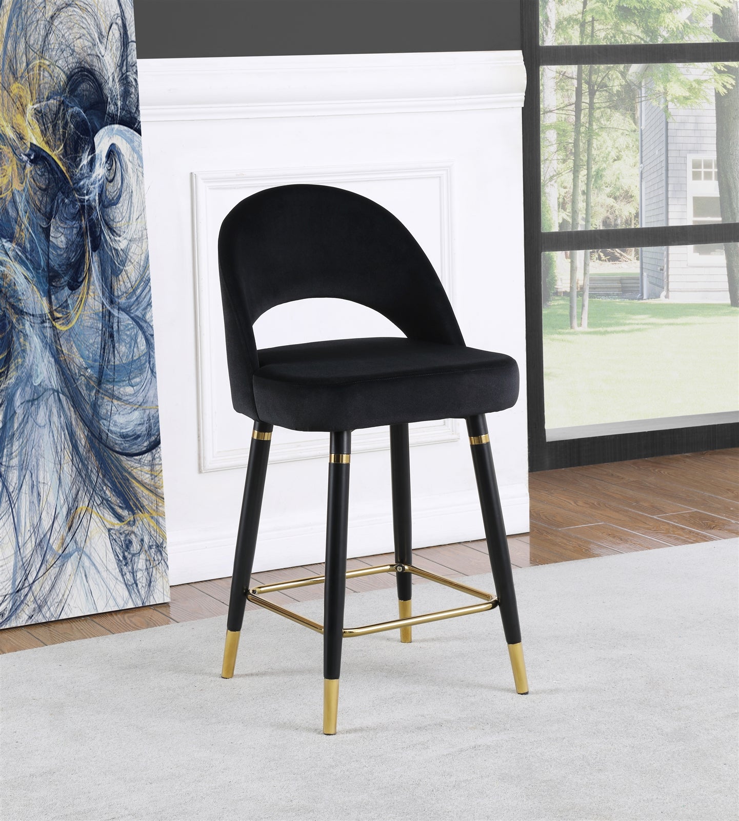 Lindsey Arched Back Upholstered Counter Height Stools Black Set Of 2
