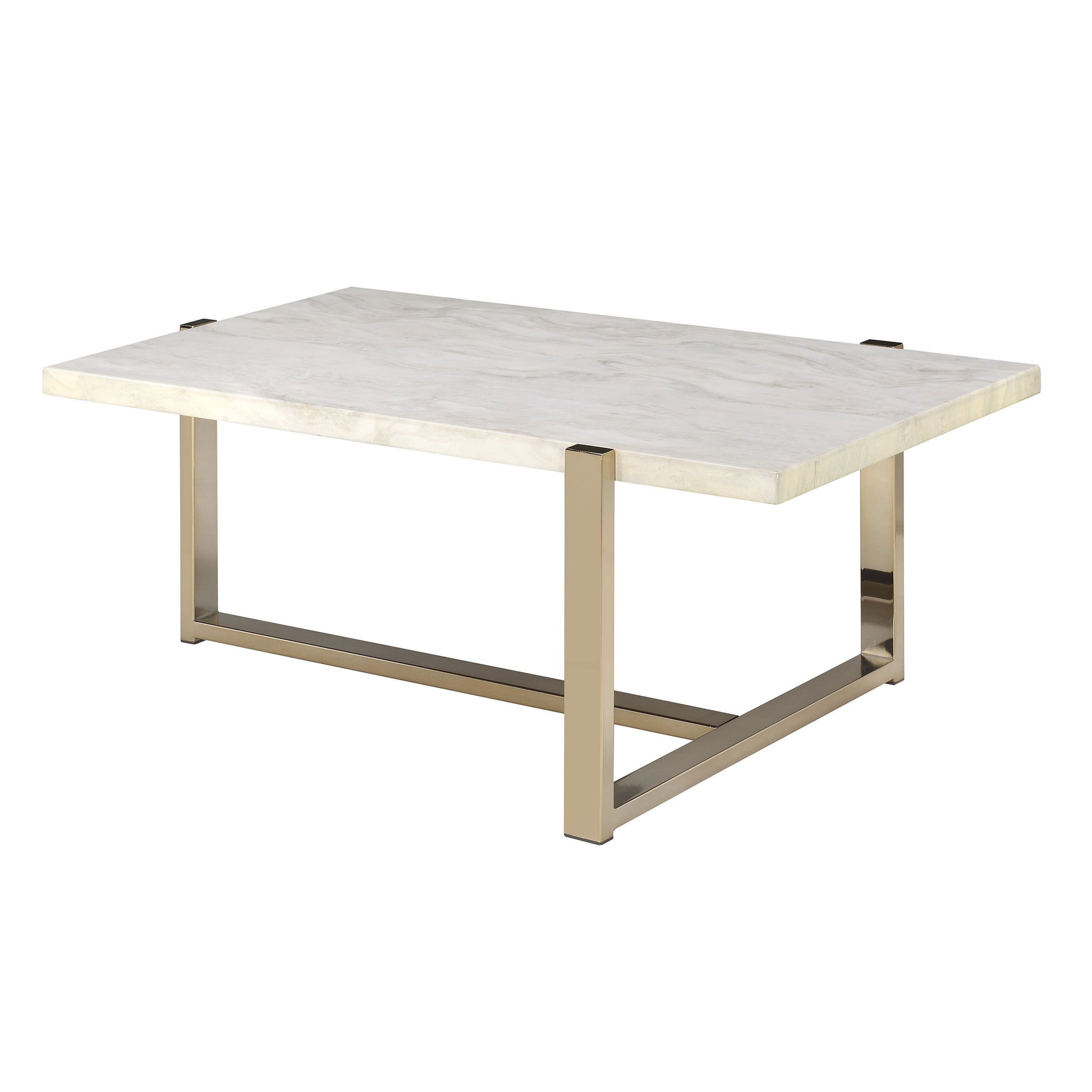 ACME Feit Coffee Table in Faux Marble & Champagne 83105