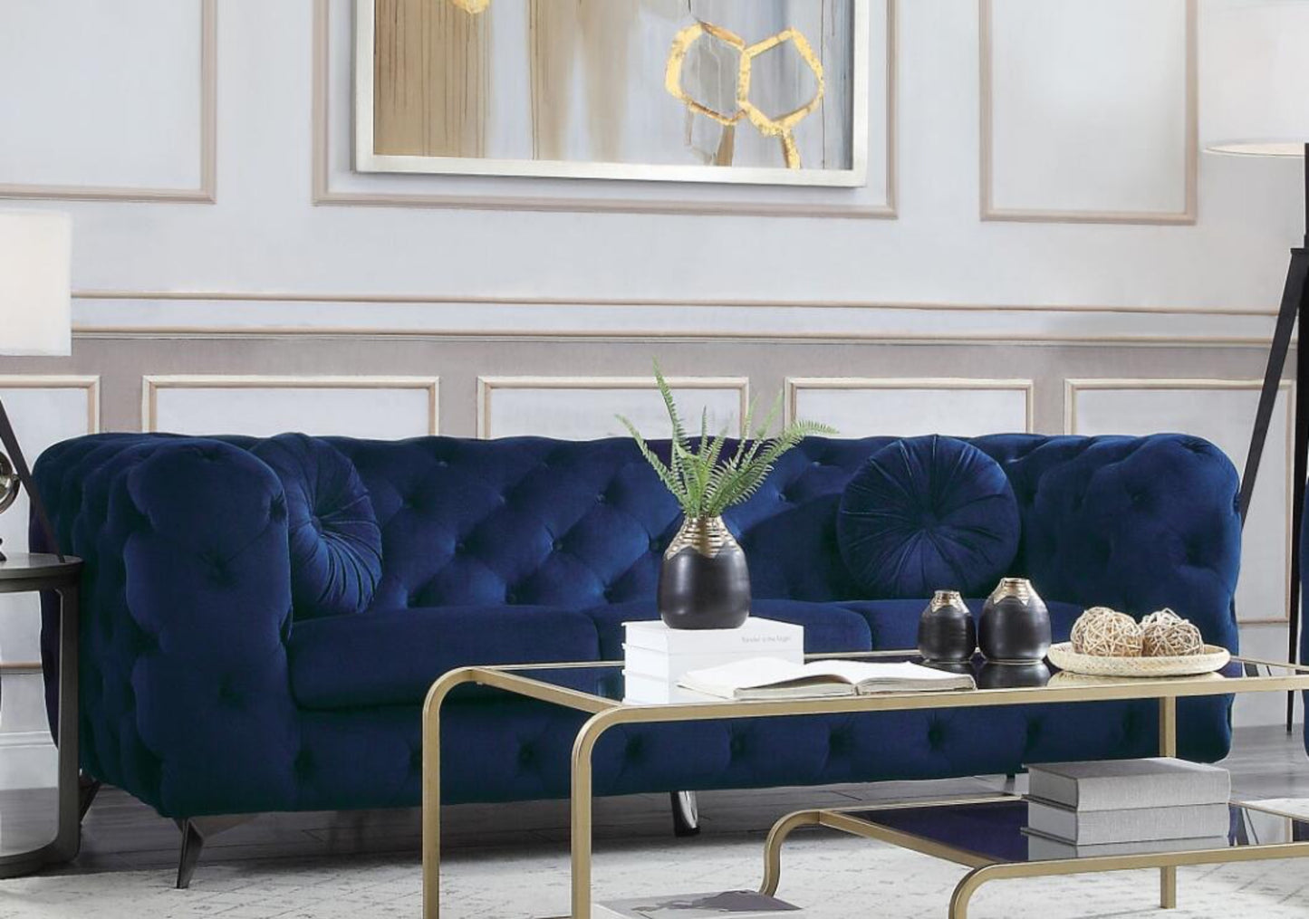 Atronia Modern Velvet Tufted Sofa in Vibrant Blue