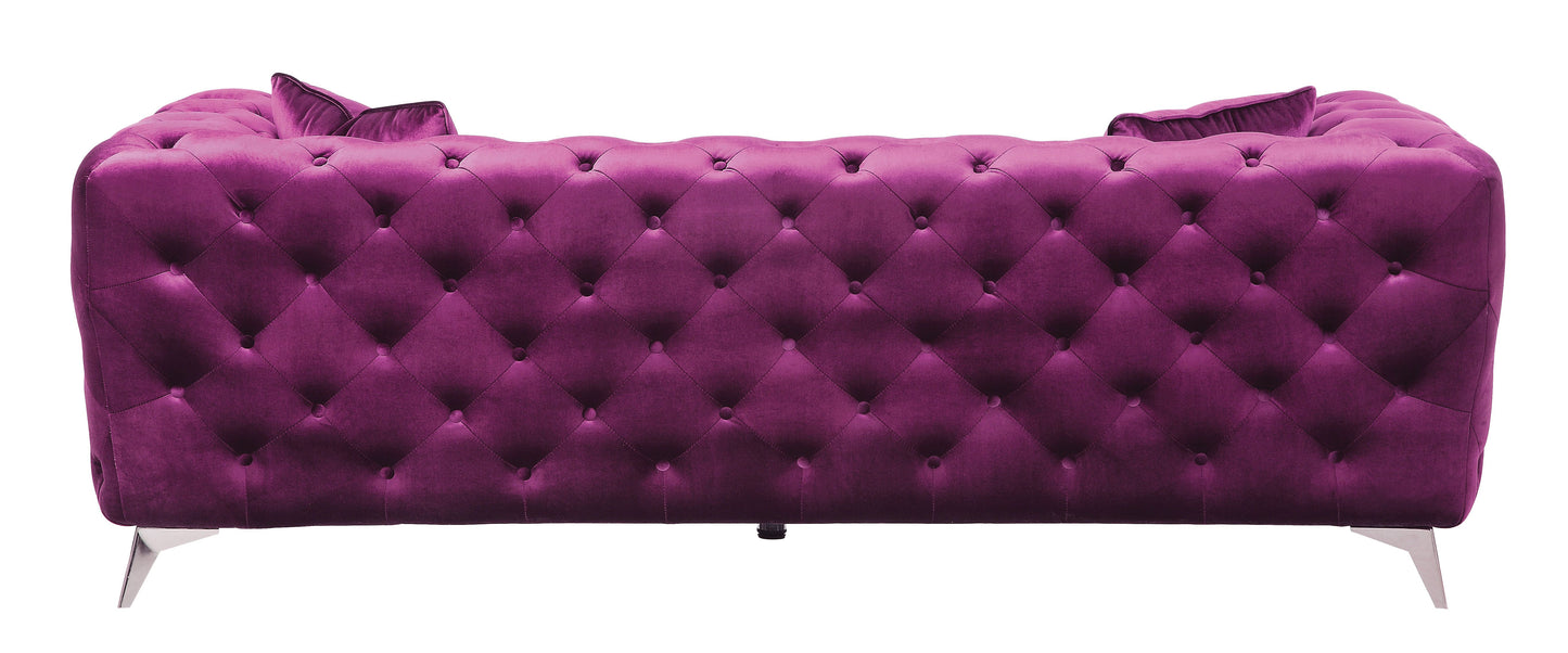 Atronia Modern Velvet Tufted Sofa in Vibrant Purple