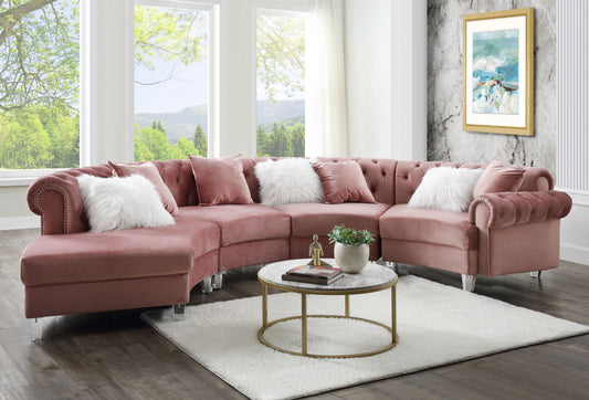 Ninagold Contemporary Pink Velvet Sectional - ACME 57360