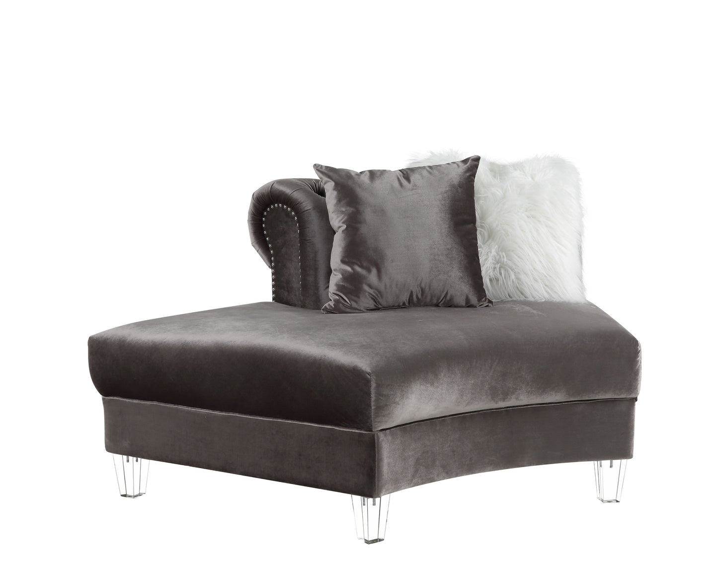 Ninagold Contemporary Gray Velvet Sectional - ACME 57355