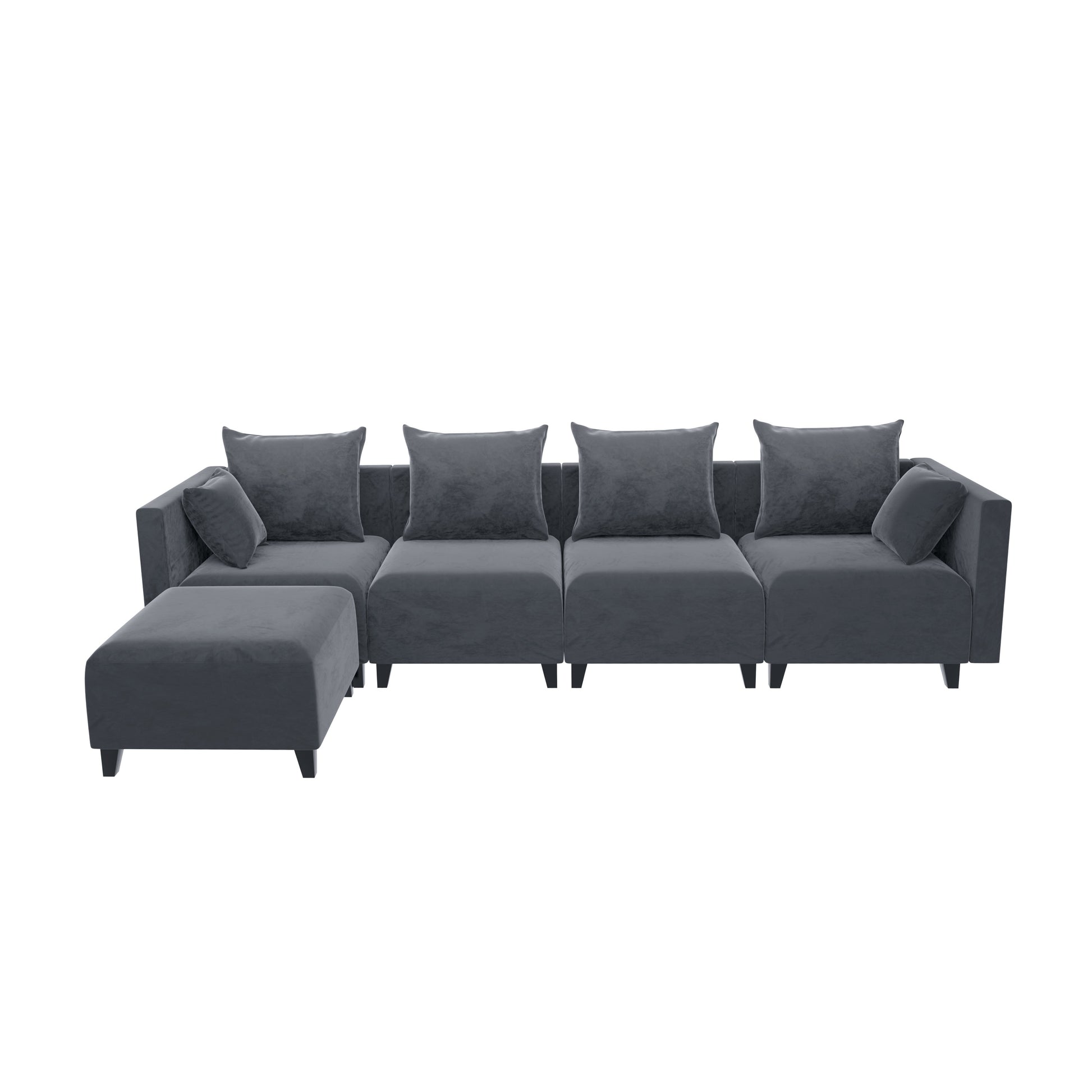 Sectional Sofa, L shape Module Couch with 5 seats 6 Pillows