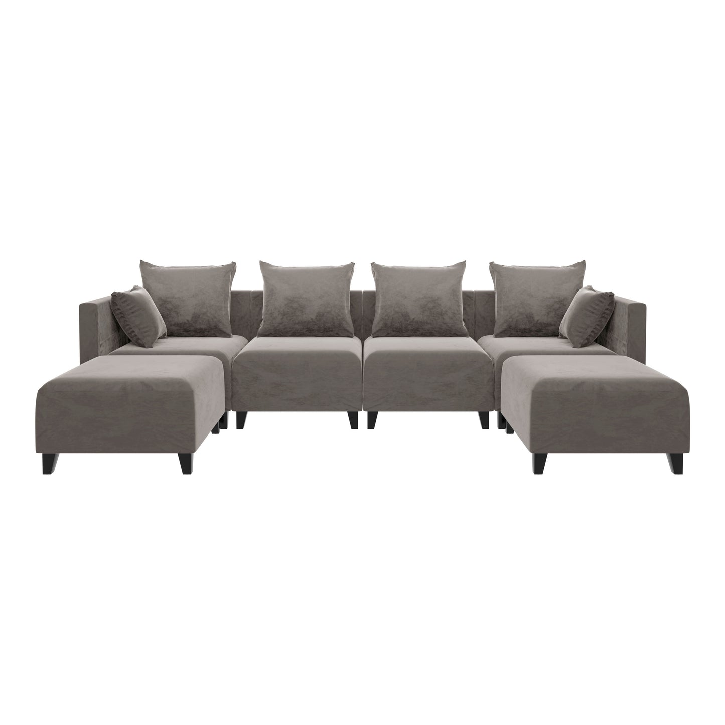 U shape Velvet Sectional Sofa with 6 Pillows