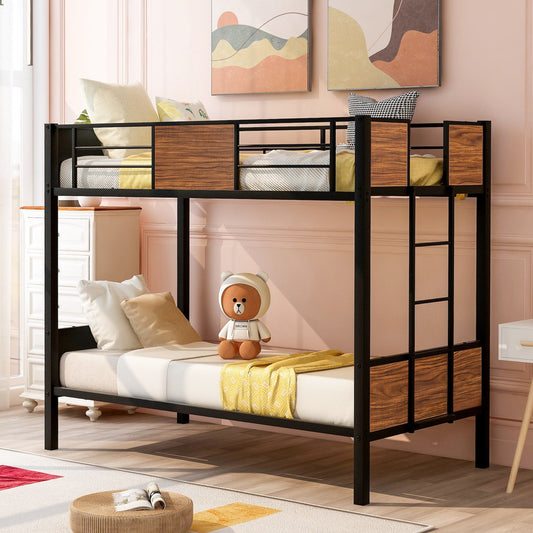 Lucky Full over Full Metal Bunk Bed - Black & Brown