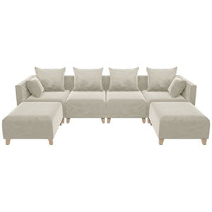 U shape Velvet Sectional Sofa with 6 Pillows