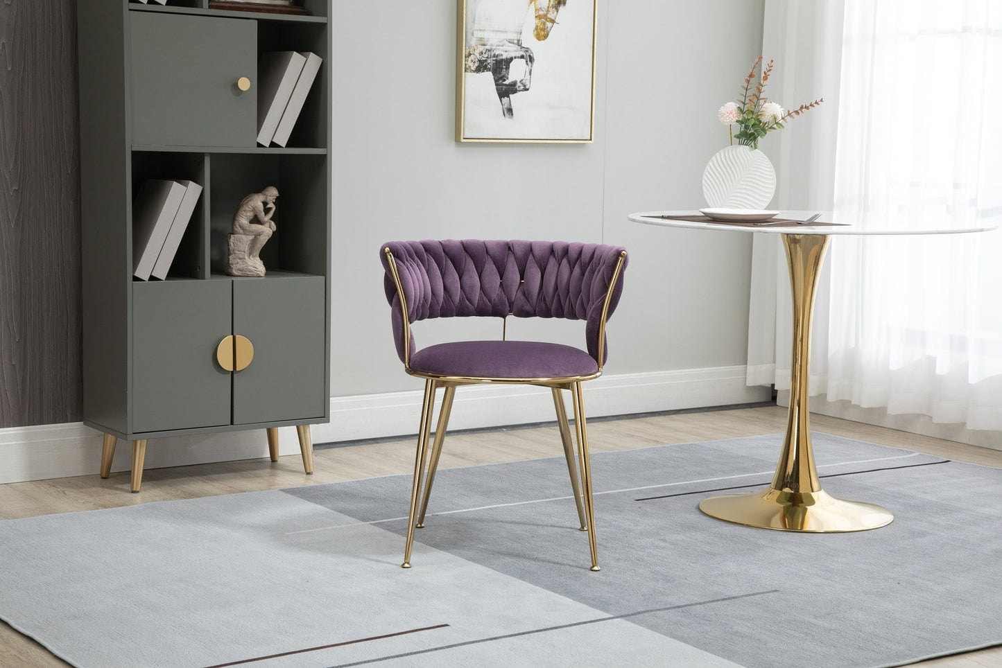 Coolmore Contemporary Velvet Dining Chairs with Gold Legs Set of 2