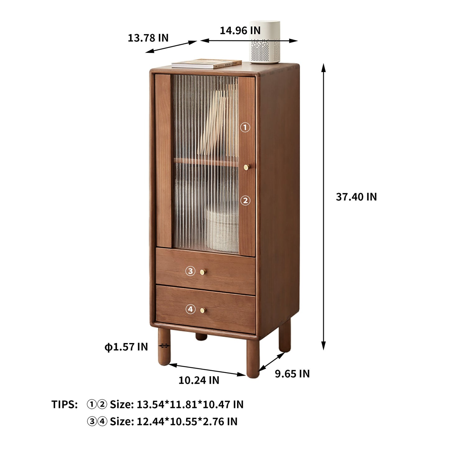 Mid-Century Modern Free Standing Storage Cabinet - Walnut