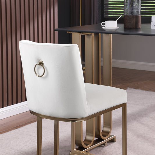 Woker Furniture Velvet Counter Height Chairs Set of 2 - White