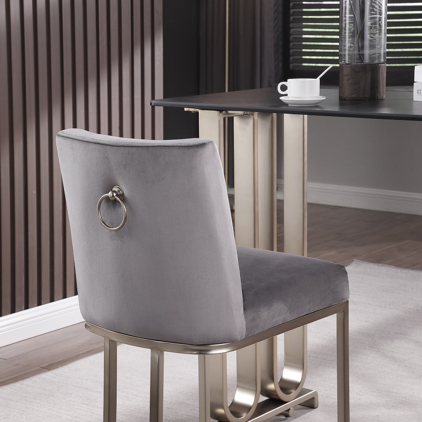 Woker Furniture Velvet Counter Height Chairs Set of 2 - Gray