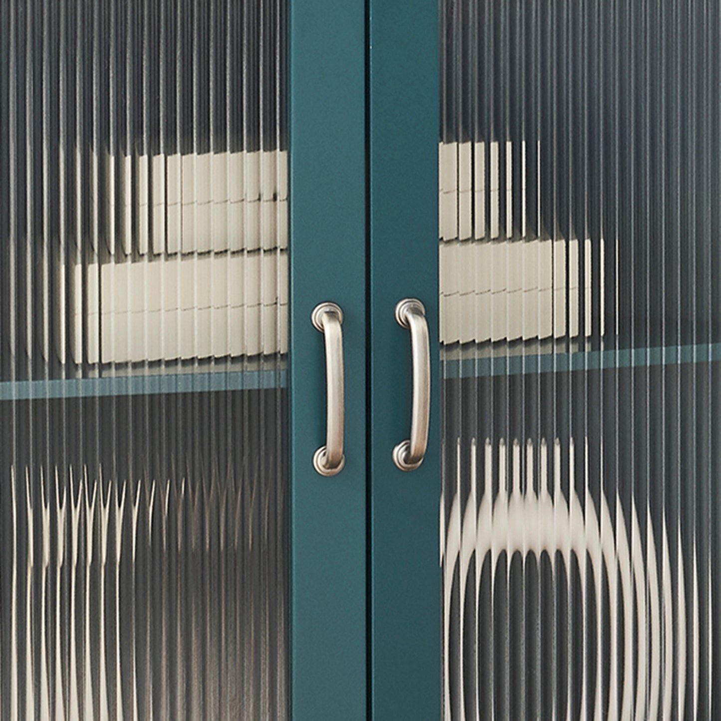 JaydenMax Corner Cabinet with Fluted Door and Adjustable Shelf - Teal